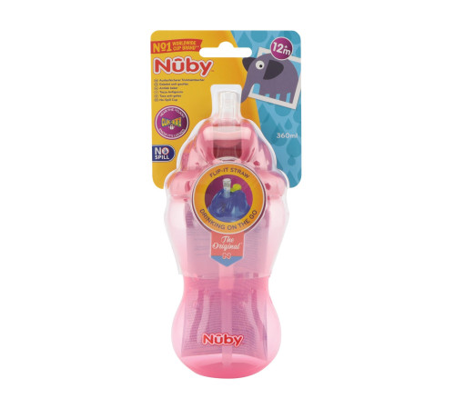 nuby nv0404001 Поильник "no-spill flip-it" c трубочкой (12м+) 360 мл.