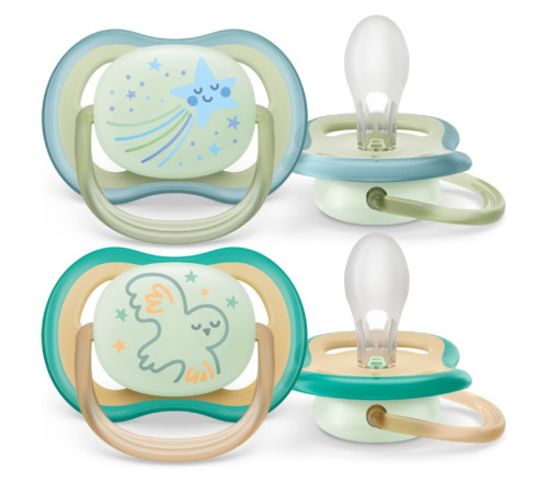 avent scf376/18 suzera din silicon "ultra air night" (0-6 m) 2 buc.