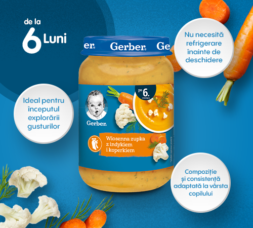 gerber piure de supă cu curcan și legume (6 luni+) 190 gr.