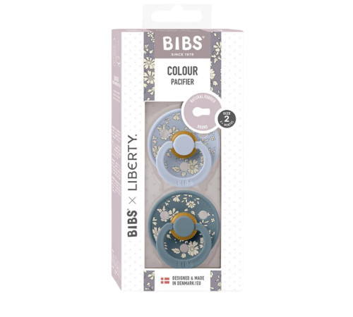 bibs Пустышка круглая латексная "colour liberty" capel & dusty blue  (0-6 м.) 2 шт.