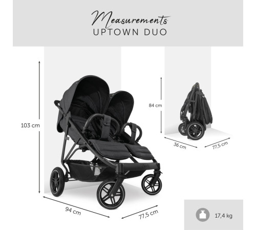 hauck carucior pentru gemeni uptown duo melange black