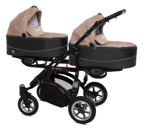 babyactive carucior pentru gemeni 3 in 1 twinni beige