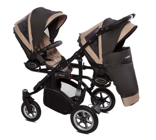 babyactive carucior pentru gemeni 3 in 1 twinni beige