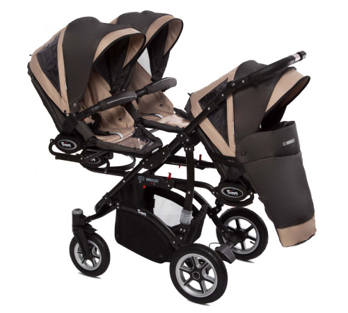 babyactive carucior pentru tripleti 2 in 1 trippy beige