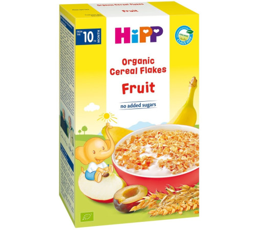 hipp 3531 fulgi de cereale organice cu fructe (10 luni+)  200 gr.