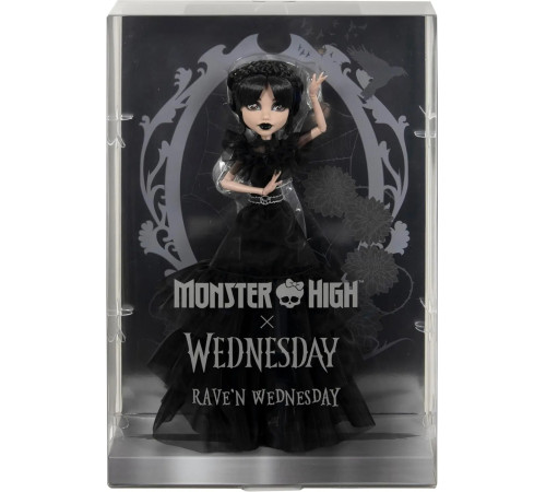 monster high wednesday hxj03 păpușă de colecție "wednesday addams" într-o rochie gotică