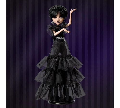 monster high wednesday hxj03 păpușă de colecție "wednesday addams" într-o rochie gotică