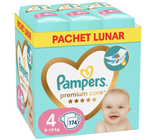 pampers premium care 4 (9-14 кг.) 174 шт.