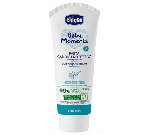  chicco Крем защитный под подгузник "baby moments" с цинком и пантенолом (100 мл)