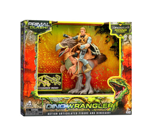 primal clash 37074lt set de joc "dinozaur cu călăreț" (in sort.)