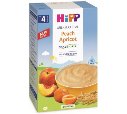  hipp 2983 terci de orez-porumb cu lapte piersici-caise (4 m+) 250 gr.