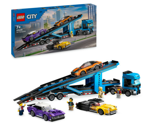 lego city 60408 Конструктор "Грузовик-автовоз со спортивными автомобилями" (998 дет.)