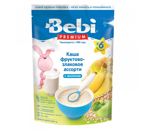 Детское питание в Молдове bebi premium Каша молочная фруктово-злаковое ассорти (6 м+) 200 гр.
