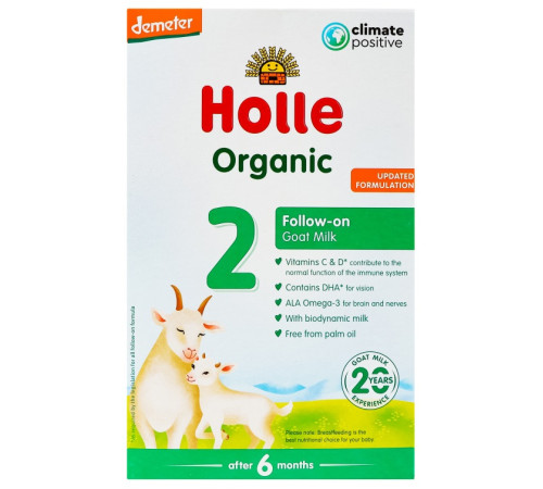  Сухая молочная смесь на козьем молоке holle organic 2 (6 м+) 400 гр.