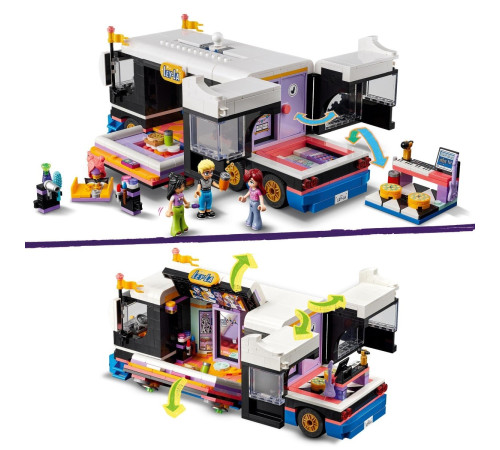 lego friends  42619 constructor "autocar de turneu pentru staruri pop" (845 el.)