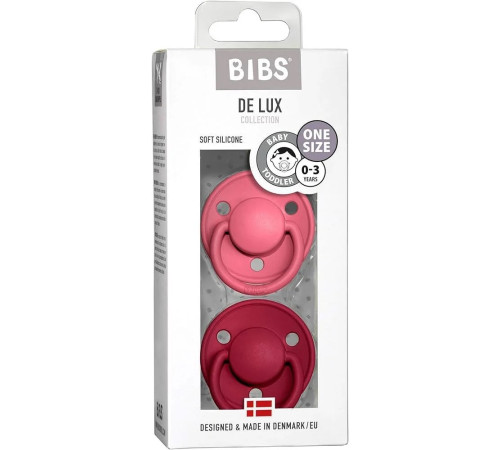 bibs suzeta rotunda din silicon de lux coral & ruby (0-36  luni) 2 buc.