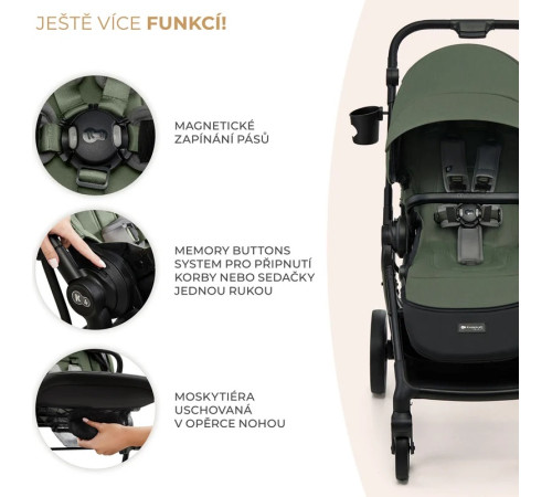 kinderkraft cărucior 2-in-1 yoxi verde