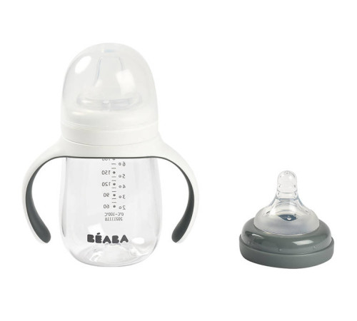 beaba 5553 biberon de invatare 2 in 1 (210 ml.) gri