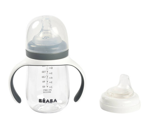 beaba 5553 biberon de invatare 2 in 1 (210 ml.) gri