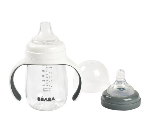 beaba 5553 biberon de invatare 2 in 1 (210 ml.) gri