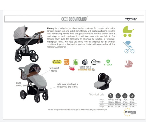 babyactive cărucior 2 în 1 mommy classic black magic