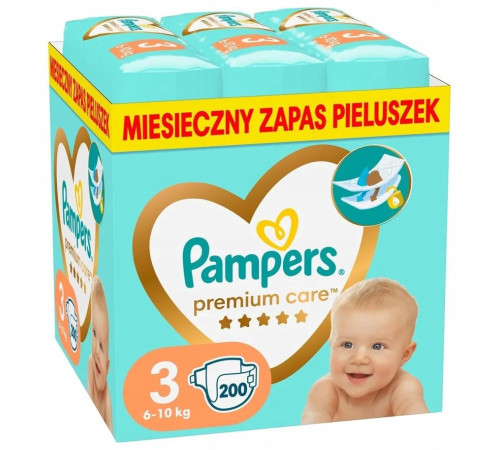  pampers premium care 3 (6-10 кг.) 200 шт.