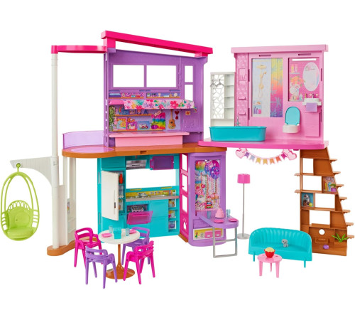 barbie hcd50 casa de vacanta barbie cu 2 etaje (30 accesorii)