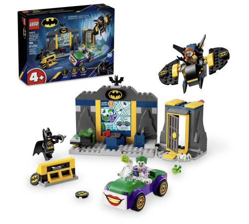 lego super heroes 76272 constructor "peștera cu batman, batgirl și joker" (184 el.)