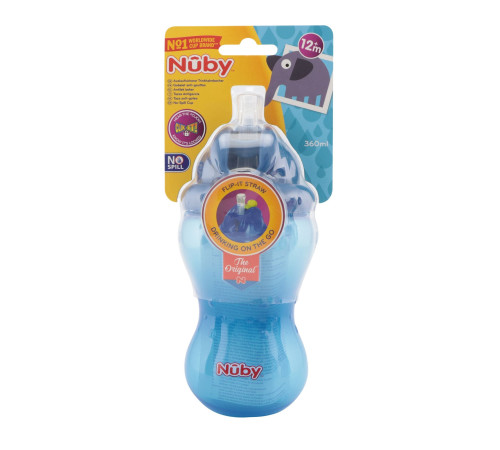 nuby nv0404001 Поильник "no-spill flip-it" c трубочкой (12м+) 360 мл.