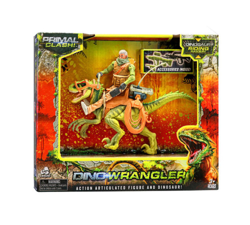 primal clash 37074lt set de joc "dinozaur cu călăreț" (in sort.)