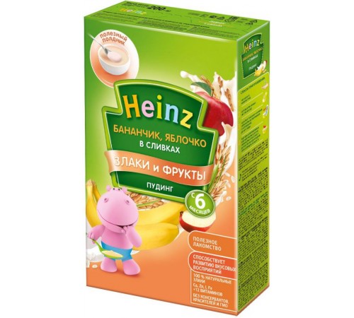 Детское питание в Молдове heinz Пудинг Банан и яблоко в сливках "Злаки и фрукты" (6м+) 200 гр.