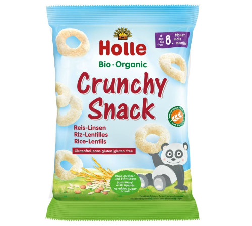  holle bio organic gustări crocante de orez și linte (8 m +) 25 gr.