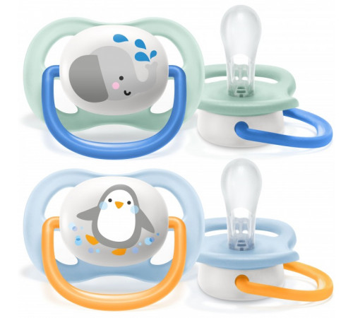 avent scf080/05 suzera din silicon ultra air "animal" (0-6 m.) 2 buc.