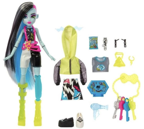 monster high hnf79 set de joc cu păpușa frankie stein seria secretele in dulap 