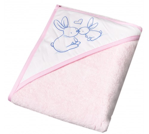 tega baby prosop cu glugă  "bunny" kr-008-104 (100х100 cm.) roz