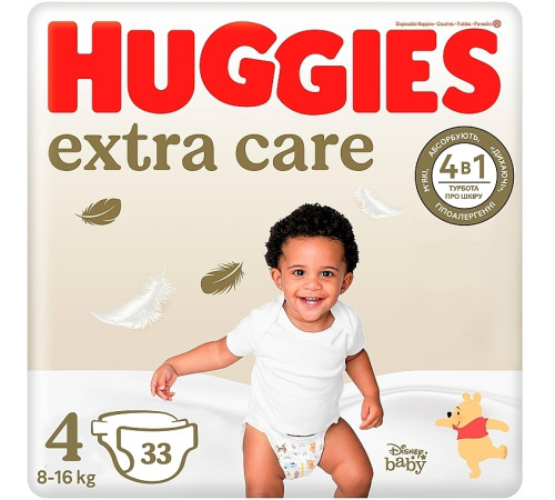  huggies extra care 4 (8-16 кг.) 33 шт.