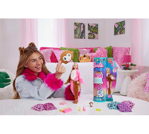 barbie hkr01 păpuşă "cutie reveal: maimuţă"