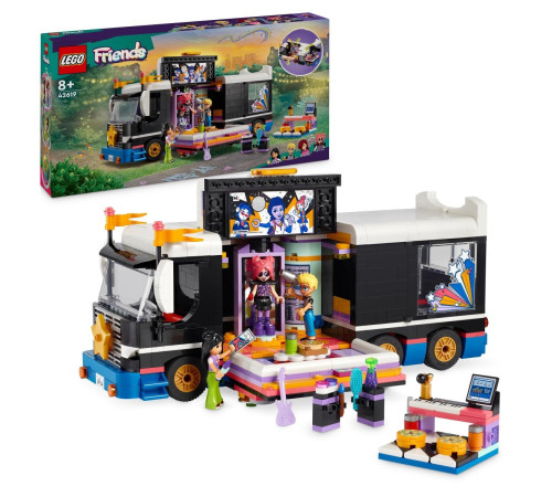 lego friends  42619 Конструктор "Автобус для музыкального тура попзвезды" (845 дет.)