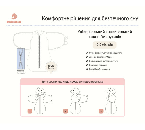 minikin 21420356-62 Пеленка-кокон "i like" (0-3 м.) бутылочки