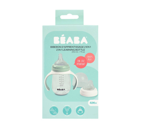 beaba 5552 biberon de invatare 2 in 1 (210 ml.) verde