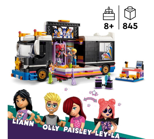 lego friends  42619 constructor "autocar de turneu pentru staruri pop" (845 el.)