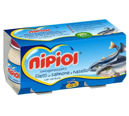  nipiol piure din somon si merluciu cu legume (6 luni+) 2x80 gr.