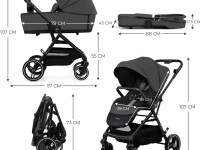 kinderkraft cărucior 2-in-1 yoxi gri