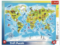 trefl 31396 puzzle „harta lumii cu animale” (25 piese)