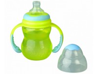 nuby id92181 biberon de învățare  cu sistem anti-varsare si mânere detașabile 240 ml. (6m +)