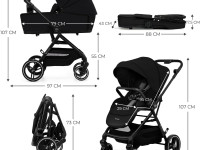 kinderkraft cărucior 2-in-1 yoxi negru