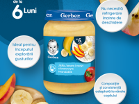 gerber piure de mere, banane și mango cu brânză de vaci (6 luni+) 190 gr. 