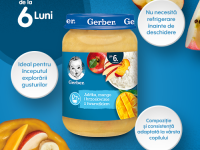 gerber piure de mere, mango și piersici cu brânză de vaci (6 luni+) 190 gr.