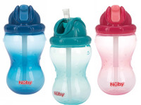 nuby nv0404001 Поильник "no-spill flip-it" c трубочкой (12м+) 360 мл.