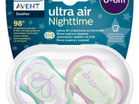 avent scf376/19 Пустышка силиконовая "ultra air night" (0-6 м) 2 шт.